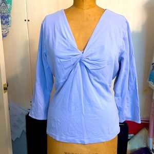 Lavender Liz Claiborne close fitting twisty front blouse